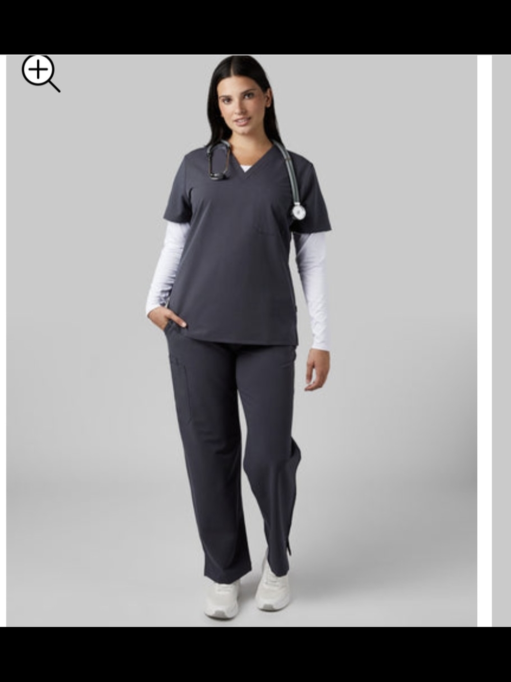 32 Degrees Women's Charcoal Gray Scrub Top and Pants Set Large